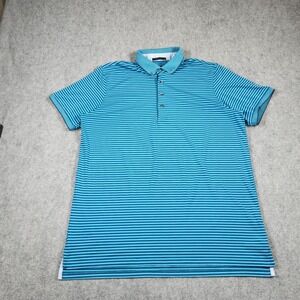 Greyson Polo Shirt Mens XL Button Down Blue Stripe Short Sleeve Golf
